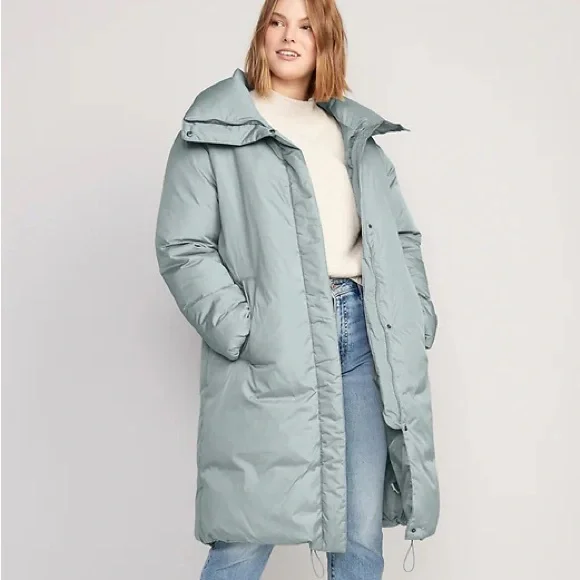 Old Navy Navy Long Padded Jacket Long Puffer Vest Old Navy Puffer